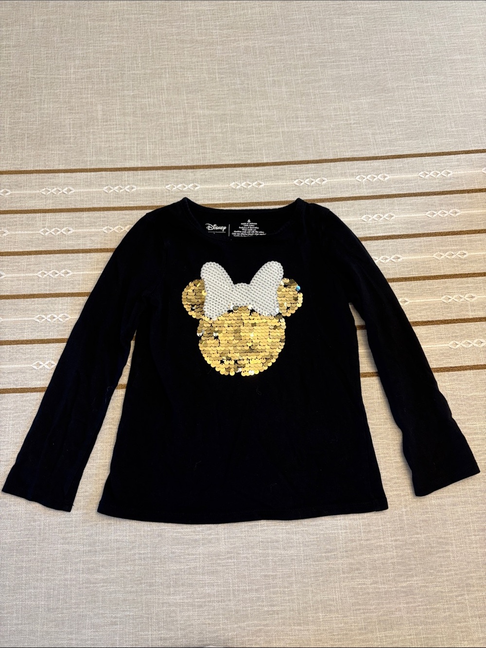 Black Long-Sleeve Sequin Minnie Top